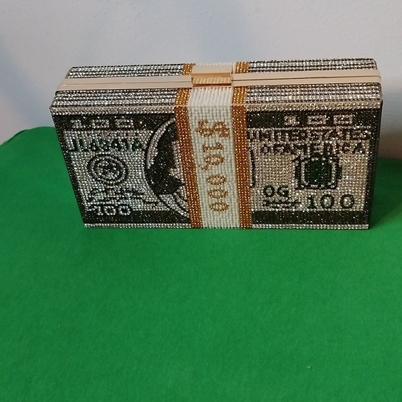 Money Clutch With Rhinestones - Picture 3 of 6